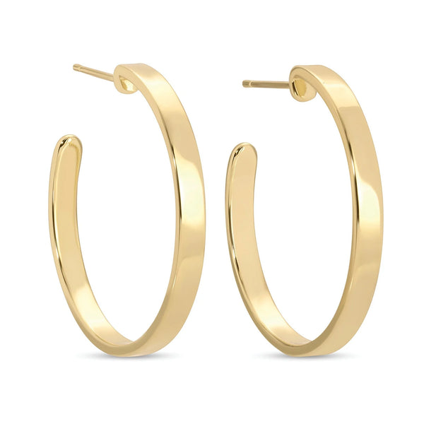 Medium Flat Hoop Earrings (In Silver or Gold)