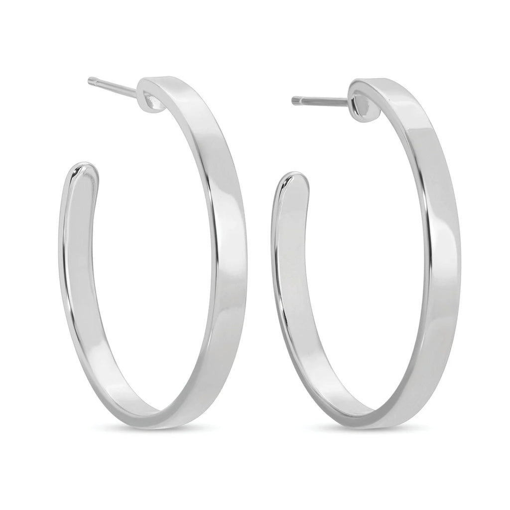 Medium Flat Hoop Earrings (In Silver or Gold)