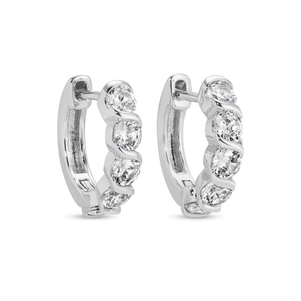 Small Huggies with Cubic Zirconias (In Silver or Gold)