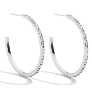 Large Pave Hoops in Gold or Silver