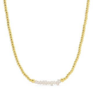Pearl Accented Gold Beaded Necklace
