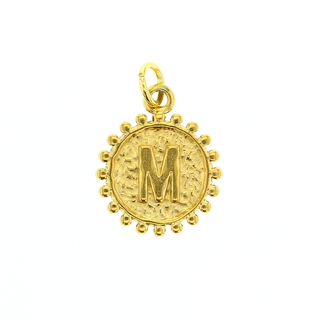 Milgrain Medallion Gold Letter Charm