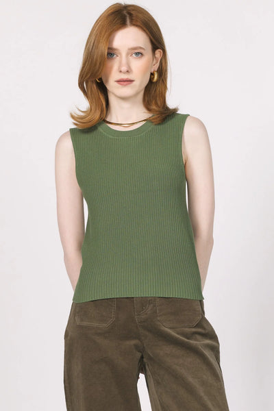 Stirling Ribbed Tank Top in Slate Green