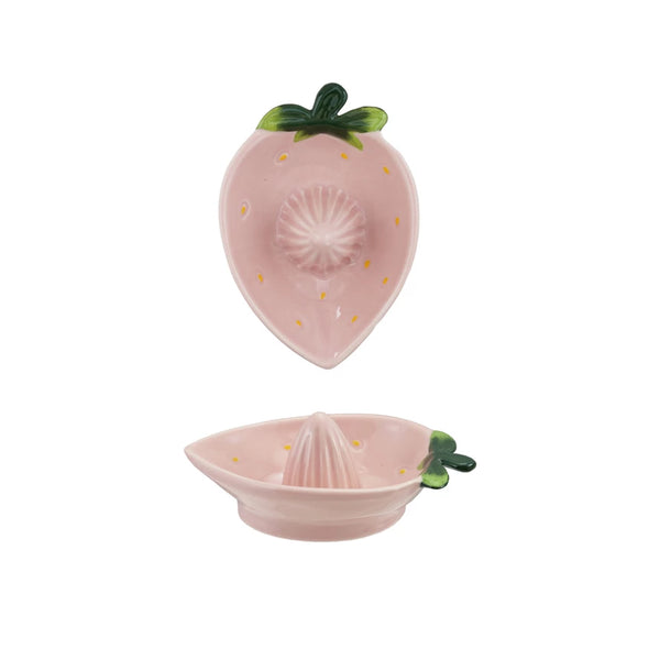 Painted Stoneware Strawberry Shaped Juicer
