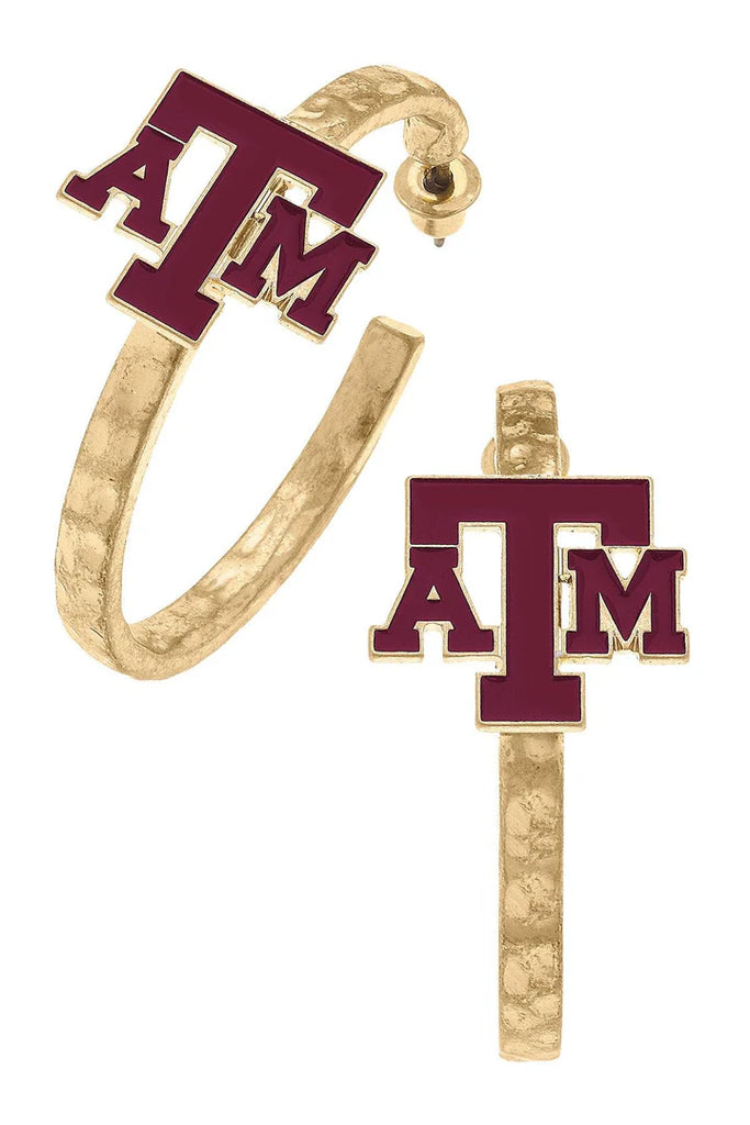 Texas A&M Enamel Logo Hoop Earrings