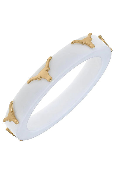 Texas Longhorn resin Bangle in White