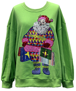 Bright Green Colorful Shopping Santa Sweatshirt