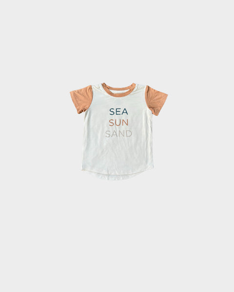 S/S Colorblock Tee- Sea Sun Sand