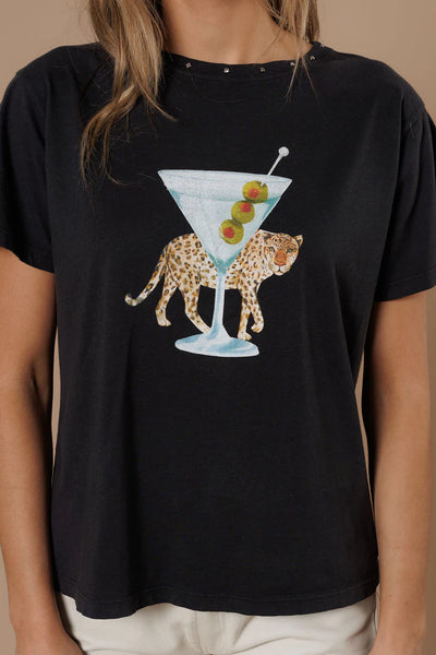 Leopard Martini Boyfriend Tee