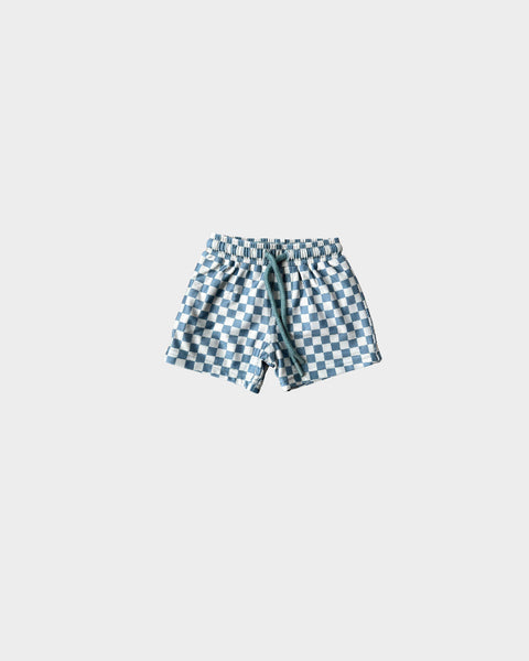 Boys Swim Shorts- Blue & Green Checkered