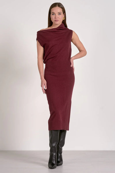 Jenna Off the Shoulder Sweater Dress - Plum
