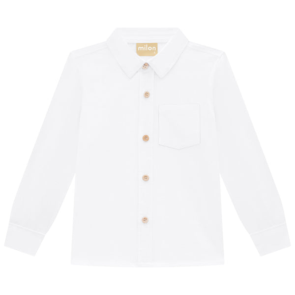 Boys White Button Up Long Sleeve Shirt