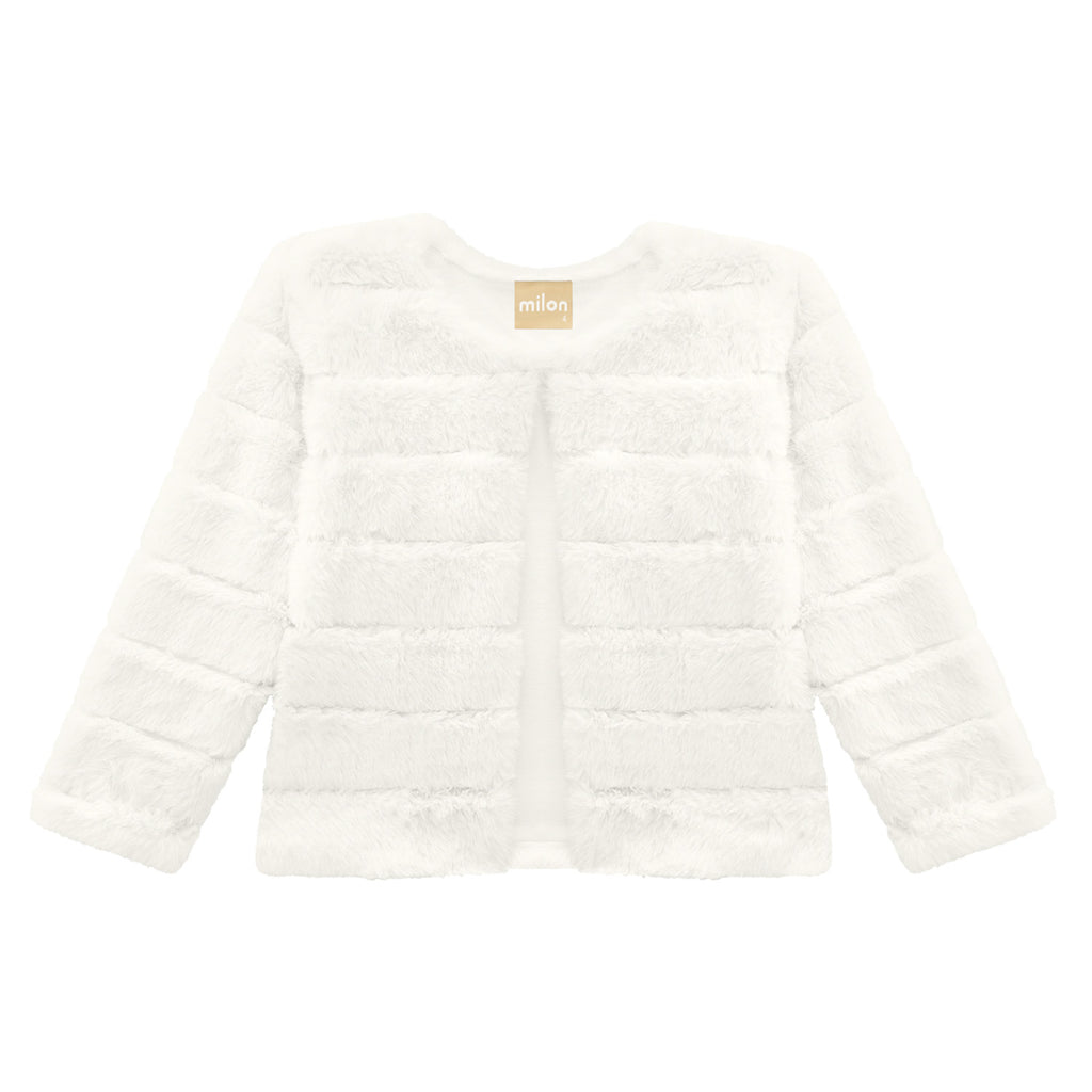 Girls Off White Faux Fur Coat