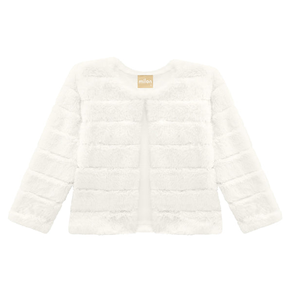 Girls Off White Faux Fur Coat