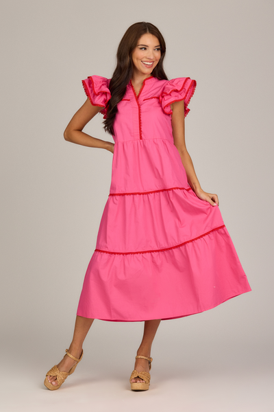 Pink Ric Rac Midi Dress