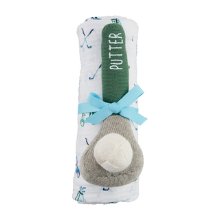 Golf Swaddle and Rattle Set (in Blue or Pink)