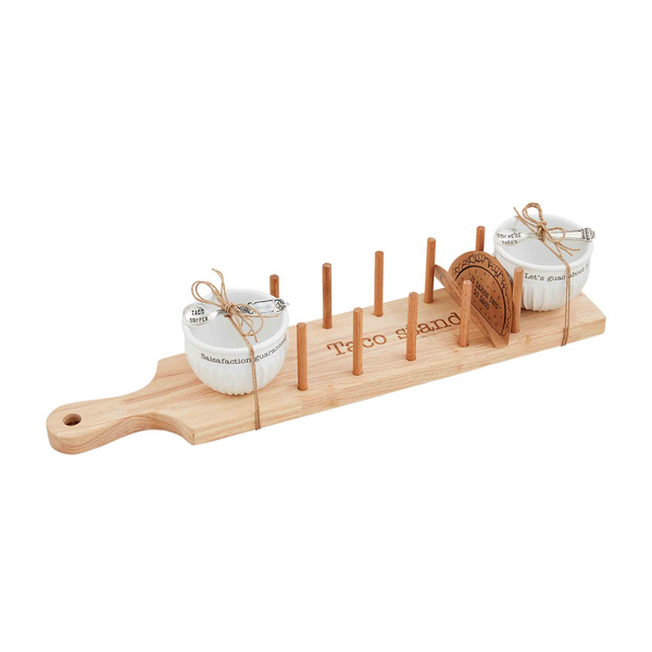 Wood Taco Stand and Bowls Set