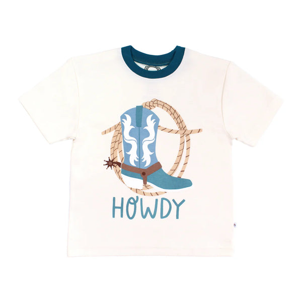 Howdy Western Cotton Ringer Short Sleeve Shirt