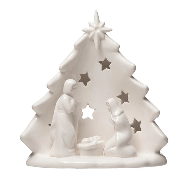 Stoneware Holy Family Candle Holders