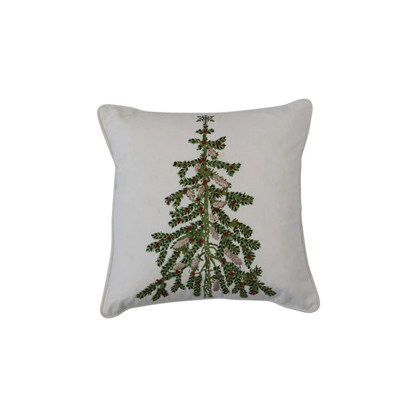 18" Inch Christmas Tree Cotton Printed Pillow