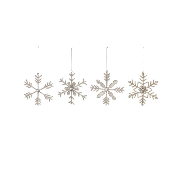 Metal & Glass Bead Snowflake Ornament