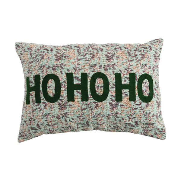 "Ho Ho Ho" Cotton Voile Printed Pillow 24x16