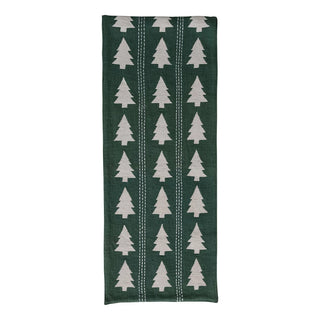 72"x14" Green Table Runner with Trees Pattern