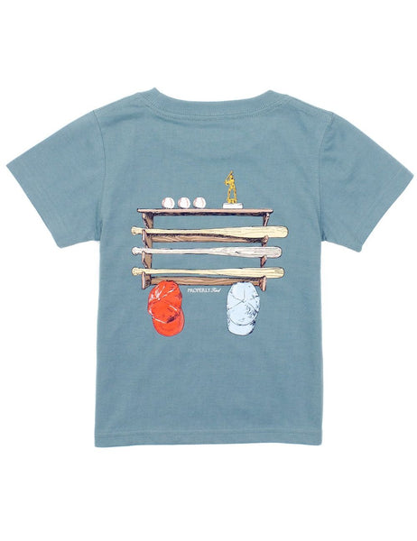 Baseball Bat Rack SS Tee in Steel Blue