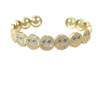 Smiley Cuff Bracelet (Blue)
