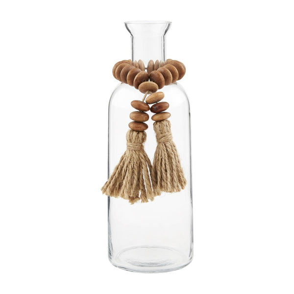 Tassel Bud Vase With Wood Beads