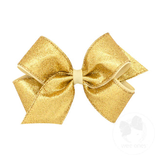Medium Glitter & Grosgrain Overlay Bow (Assorted Colors)