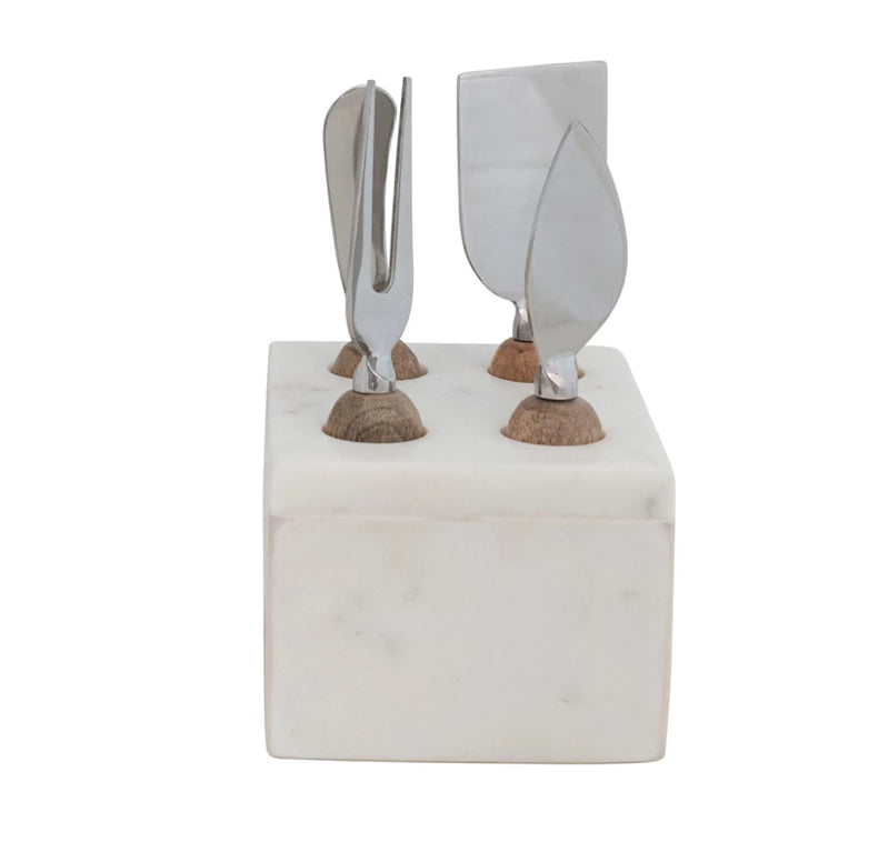 Stainless Steel & Stone Cheese Server Set