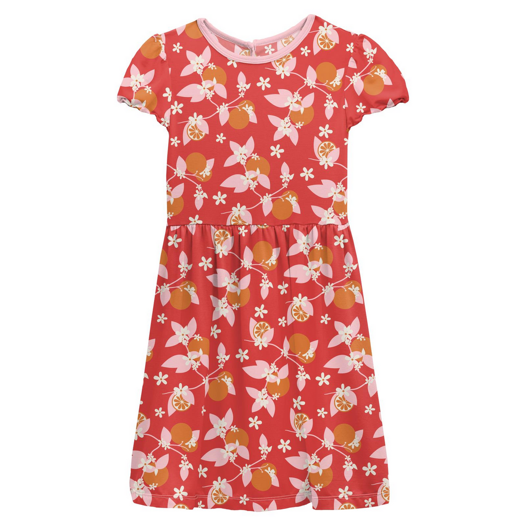 Print Flutter Sleeve Dress Poppy Orange