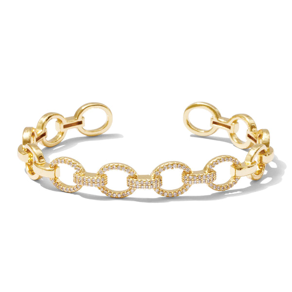 Round link cuff w/ pave accents GOLD