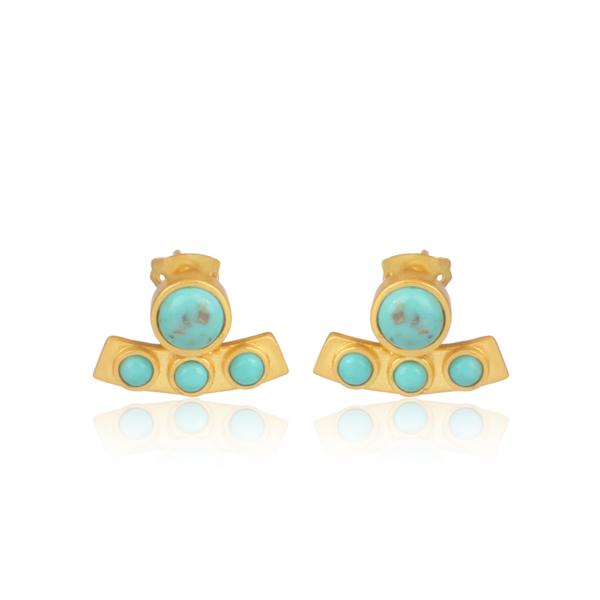 TURQUOISE CURVED BAR STUD EARRINGS