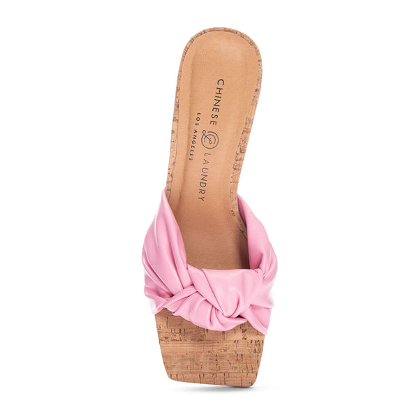 Yvonna pink chunky heel