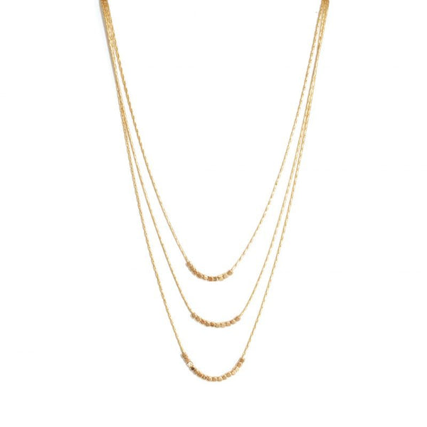 Triple layer necklace with delicate beads gold