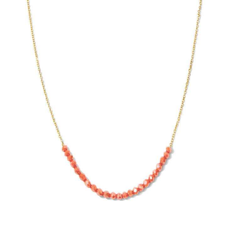Delicate Crystal Accented Necklace- Coral