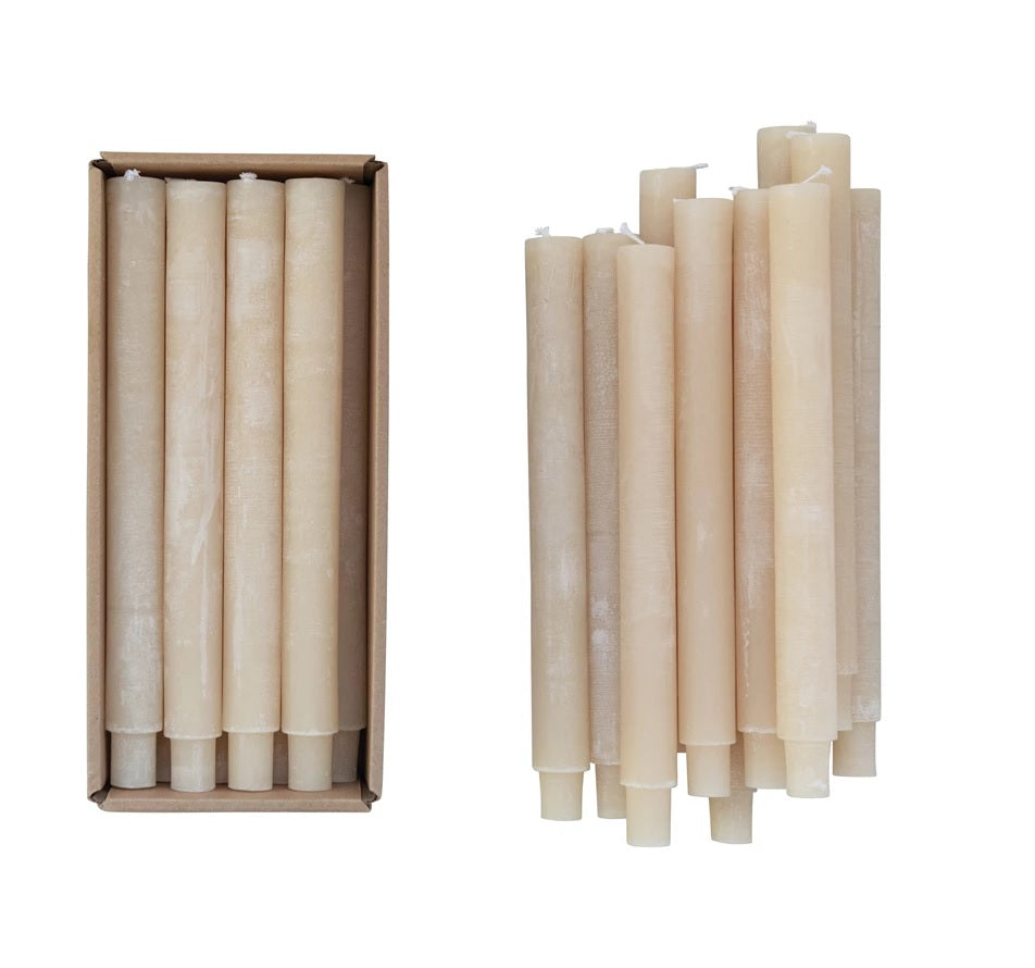 Unscented Taper Candles, Powder Finish- Ivory