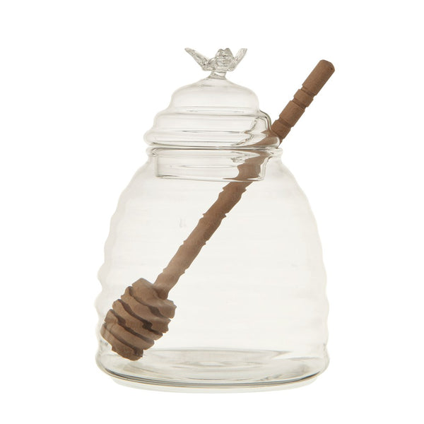 Glass Honey Jar w/ Wood Honey Dipper