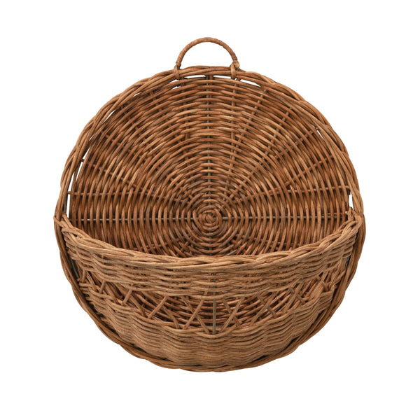 Hand-Woven Rattan Wall Basket