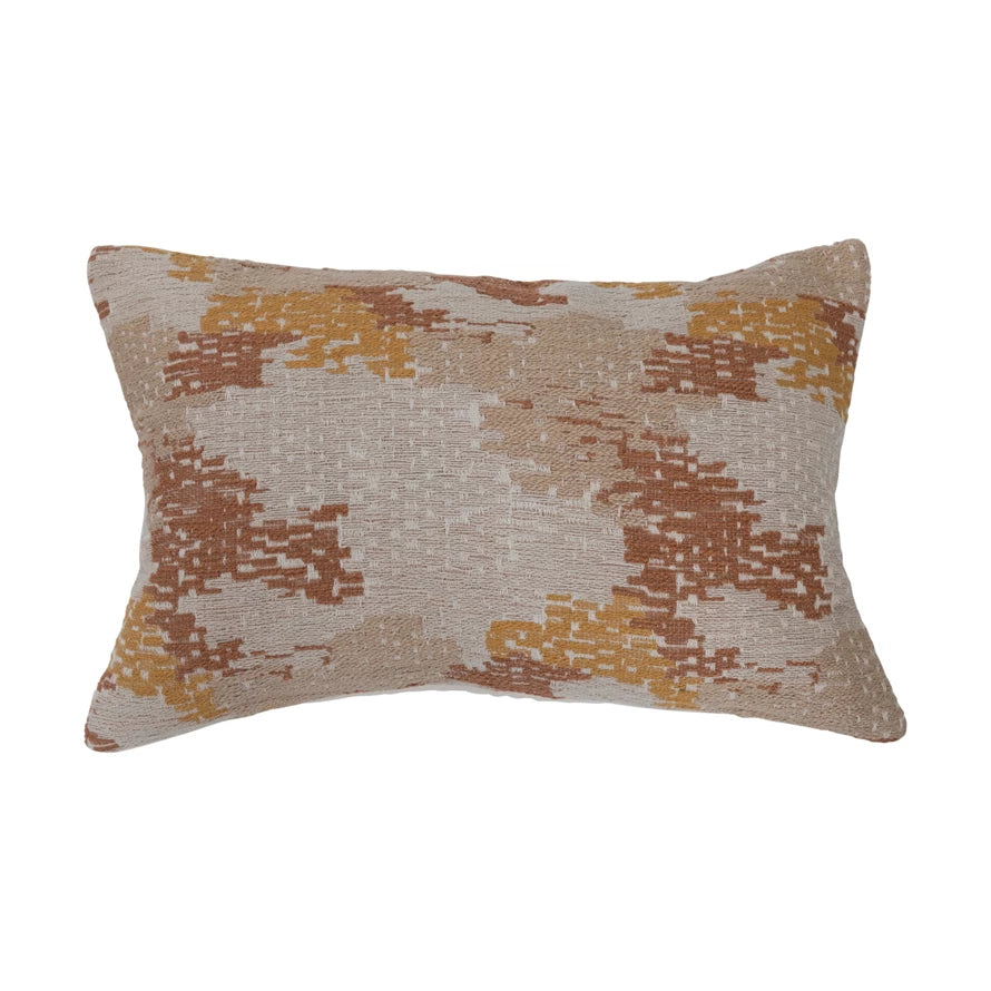 24" x 16" Woven Cotton Blend Jacquard Lumbar Pillow, Polyester Fill