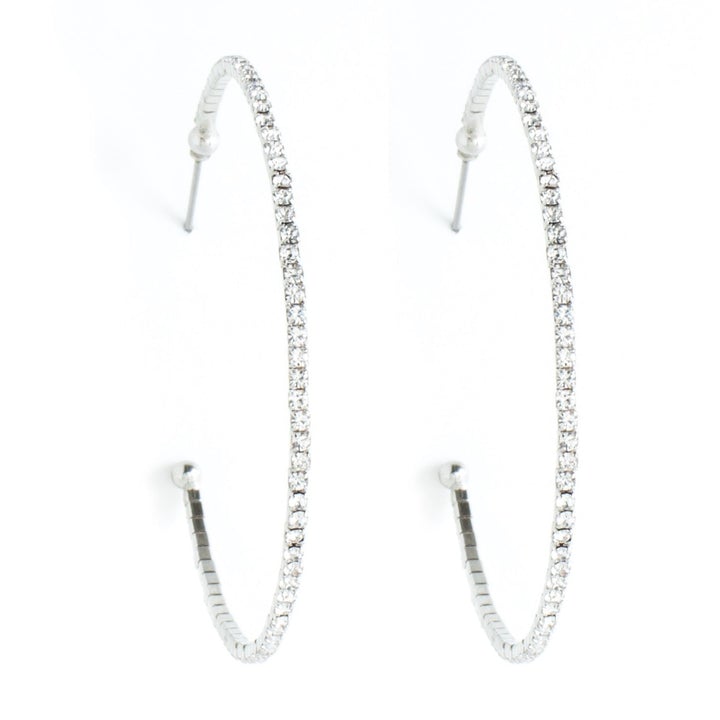Pave Flexible Hoops - Silver