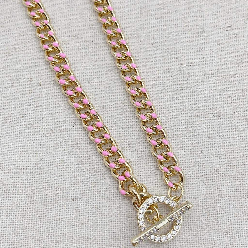 Pink chunky chain necklace