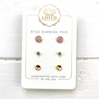Gold Opal Stud Pink