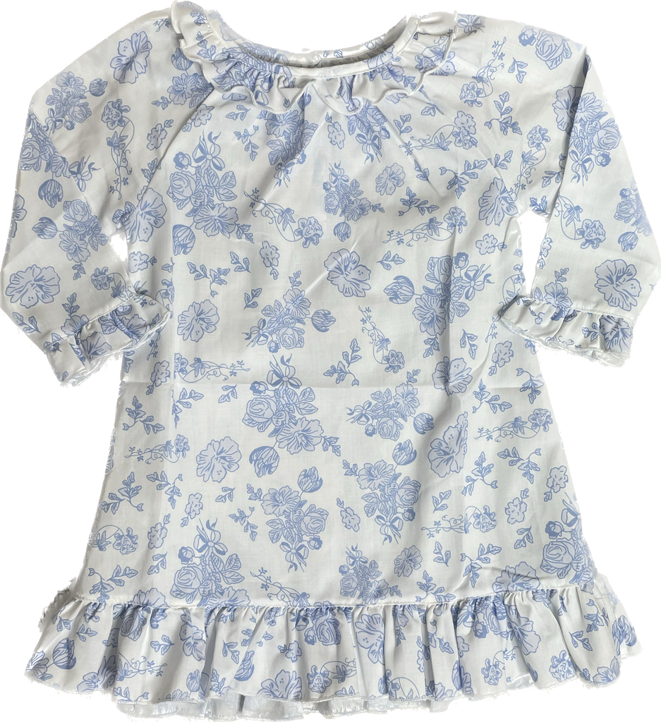 Blue Floral Print Gown
