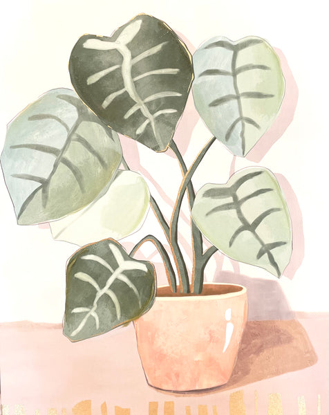 pink potted plant canvas